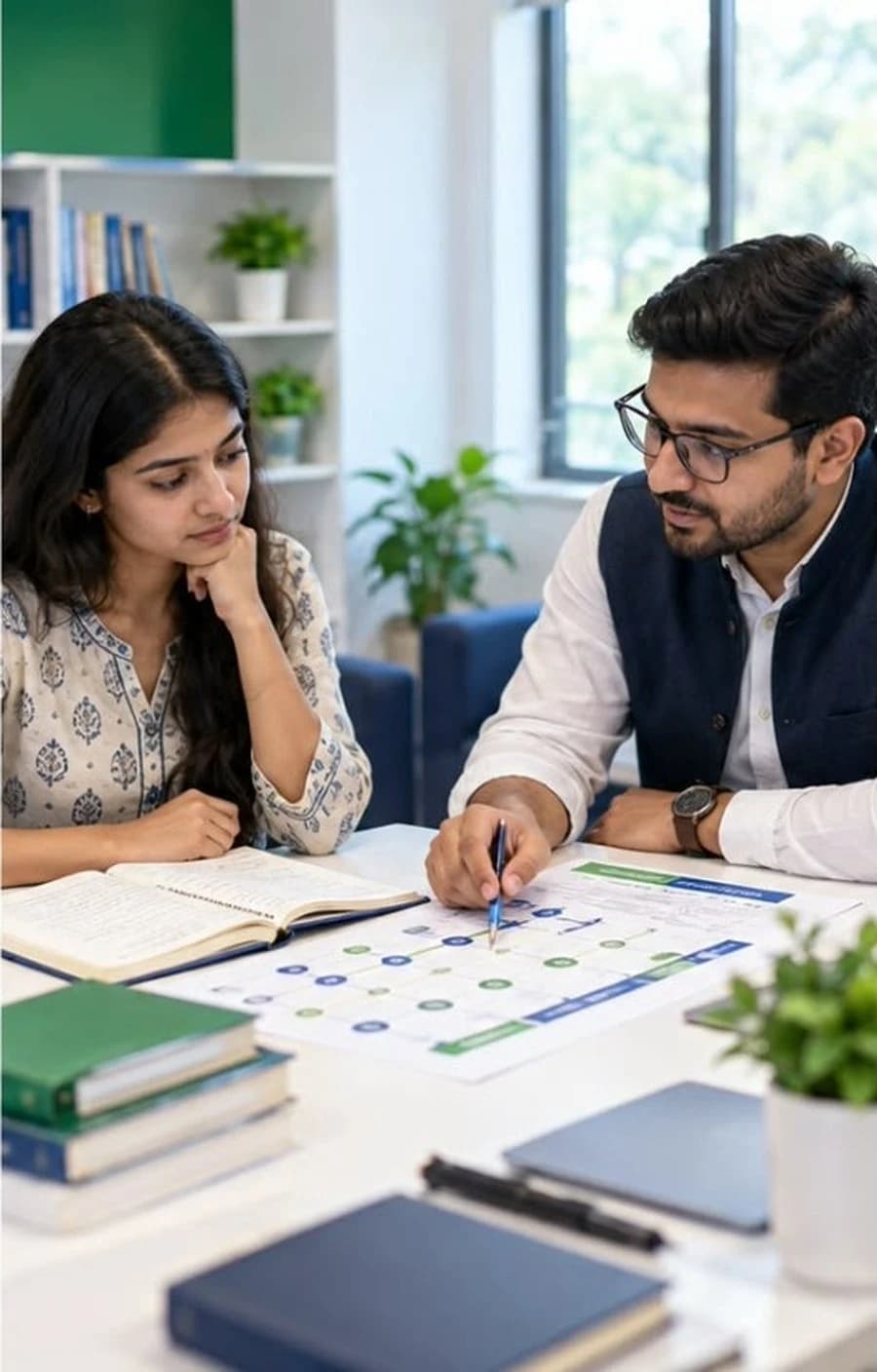 A PIVION mentor and an aspirant reviewing a preparation roadmap together